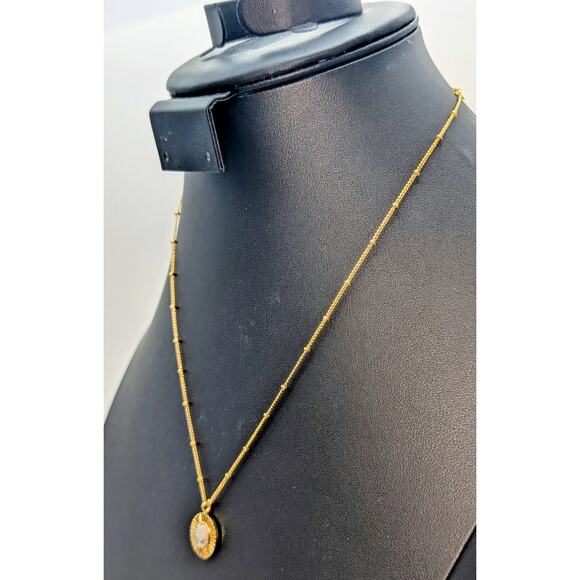 Gorjana Power Gemstone Coin Necklace Howlite Calming Stone 18K GP Necklace - Picture 2 of 5